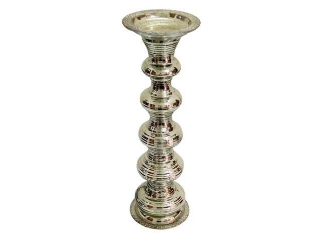 185' Silver Traditional Antique Pillar Candle Holder
