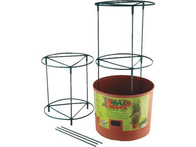 Hydrofarm GCTB Tomato Barrel Pot Garden Planting System and 4 Foot Trellis Tower
