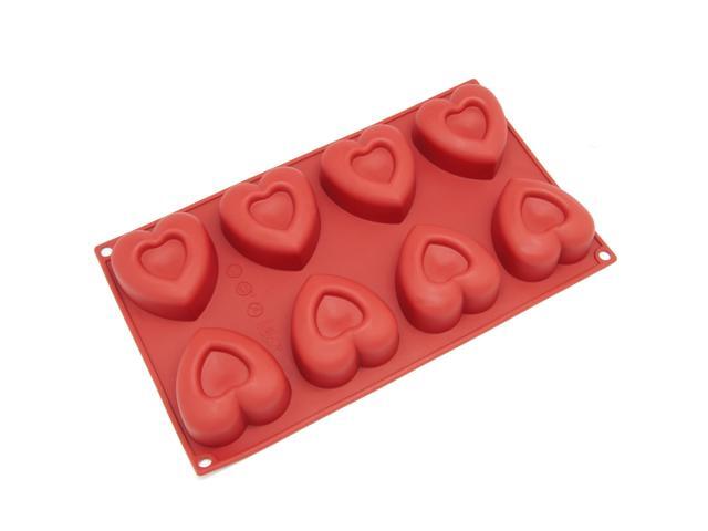 Freshware SL-110RD 8-Cavity Medium Heart Shape Silicone Mold for Soap Cake Bread Cupcake Cheesecake Cornbread Muffin Brownie and More