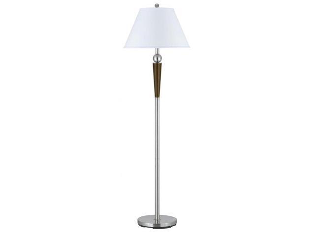 Cal Lighting LA-8005FL-1BS 100 W Metal Floor Lamp With Push Through Switch Brushed Steel Finish