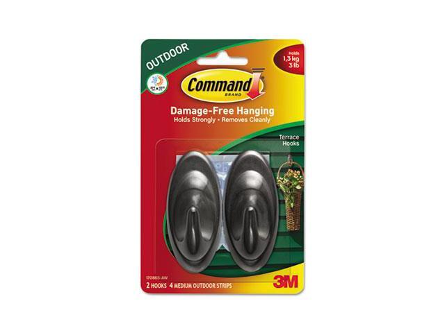 Command All Weather Hooks and Strips Plastic Medium 2 Hooks & 4 Strips/Pack