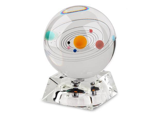 Matashi 3D Crystal Ball Paperweight for Desk with Galaxy Solar System Model Colorful Lighted Base Home Decor Gift for Students Friend Teachers