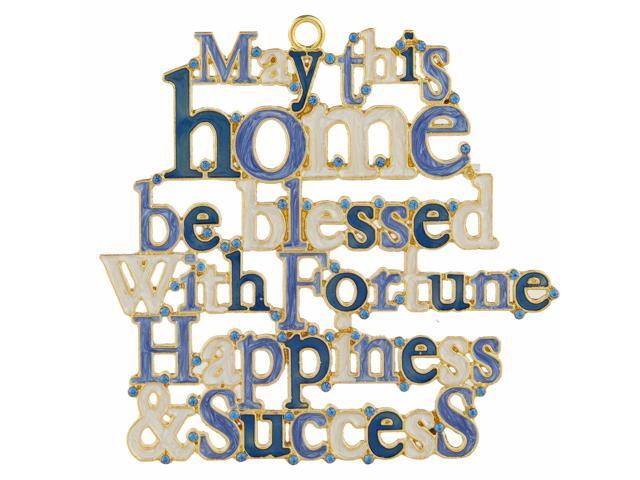 Matashi English Judaica Home Blessing Hanging Wall Ornament with Crystals (Pewter) Wall Decor for Kitchen Living Family Room Judaica Wall Art