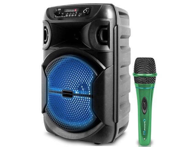 Technial Pro 8 inch Portable 1000 Watts Bluetooth Speaker w/ Woofer & Tweeter With Professional Portable Microphone w/ Digital Processing XLR to
