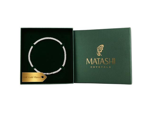 Matashi 16' Rhodium Plated Necklace with Crystal Link Rope Chain Design and High Quality Crystals