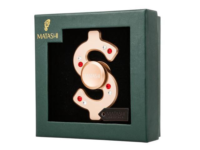 Rose Gold Plated Hanging Christmas Tree Dollar Sign Spinner Ornament w/ Matashi Crystals Holiday Tree Décor Cheerful Hanging Decoration for