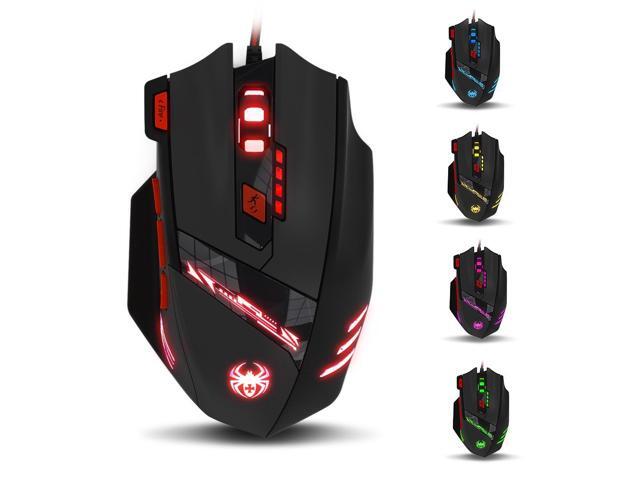 Zelotes T90 USB Wired Gaming Mouse - 1000/1600/2400/3200/5500/8000 DPI High Precision Optical LED Gaming Mouse - 8 Buttons for Pro Gamer with