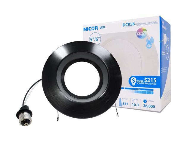 NICOR 5/6in 853Lm LED Downlight in Black 2700K Round Recessed Light