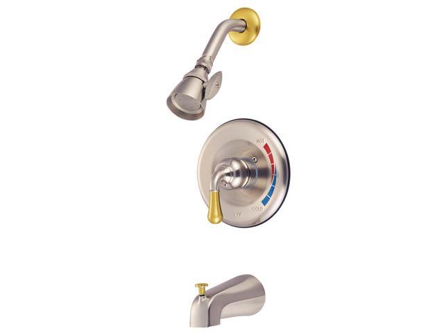 MAGELLAN TUB/SHOWER FAUCET W/ SINGLE CONTROL HANDLE-Satin Nickel/Polished Brass Finish