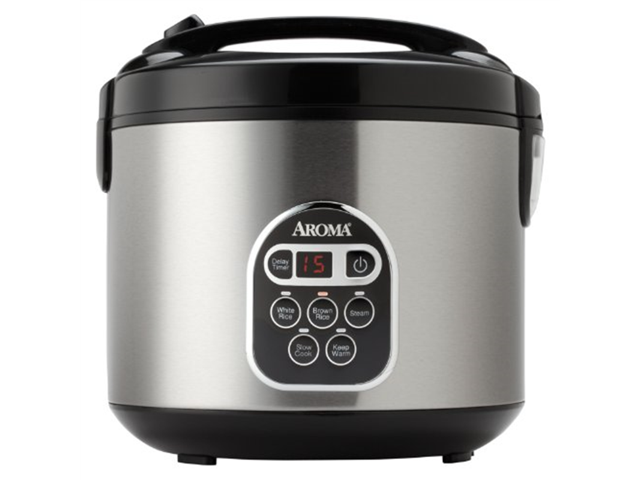 Aroma 20 Cup Cooked (10 cup uncooked) Digital Rice Cooker, Slow Cooker, Food Steamer, SS Exterior (ARC-150SB) photo