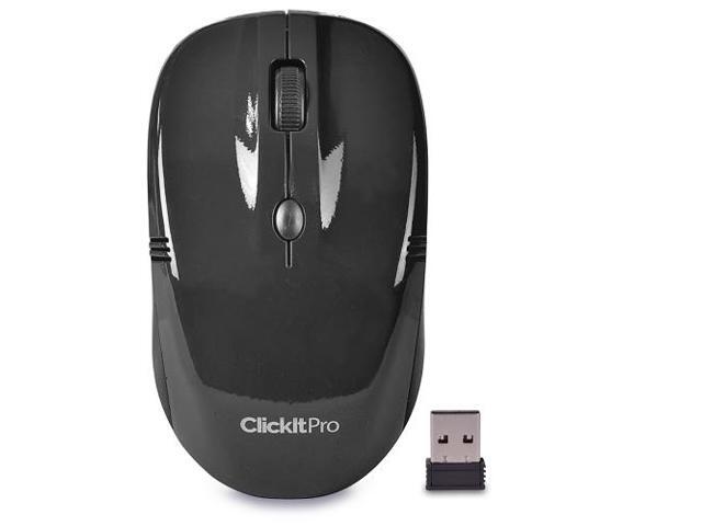 PCT Brands Clickit Pro 24GHz Wireless USB 4 Button Optical Scroll Mouse - Black