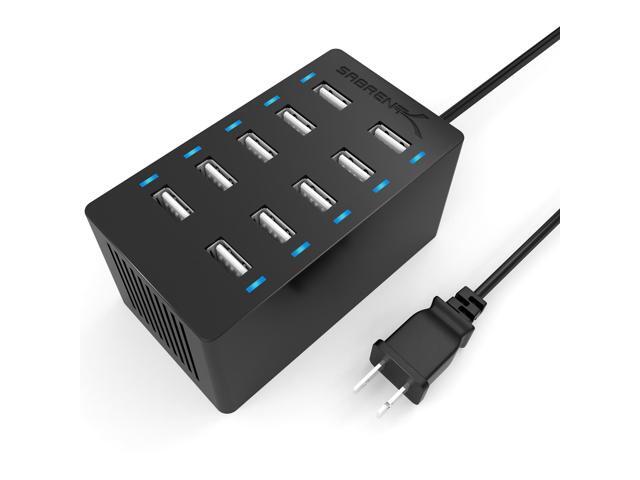 Sabrent 60 Watt (12 Amp) 10 Port Desktop Smart USB Rapid Charger (AX-TPCS)