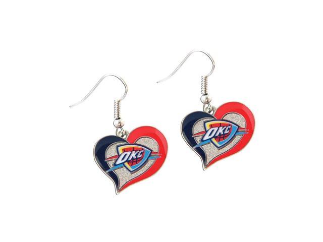 NBA Oklahoma City Thunder Swirl Heart Shape Dangle Logo Earring Set Charm Gift