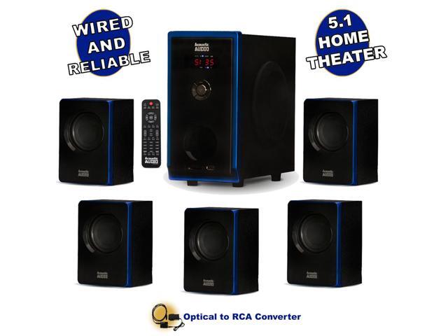 Acoustic Audio AA5102 Bluetooth 51 Speaker System with Optical Input Home Theater