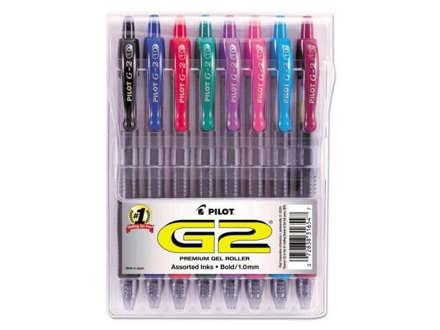 Pilot G2 1.0 Bold 8 Color Assortment 31654, Gel Ink Rollerball Pens