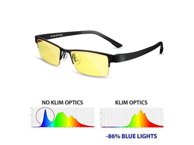 KLIM Optics Blue Light Blocking Glasses - High protection for screens - Blue Blocker Gaming Glasses PC Mobile TV - Anti Eye Fatigue Anti UV Blue
