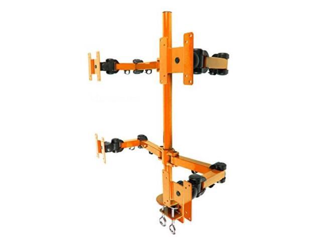 MonMount Heavy Duty Deluxe Orange Quad LCD Desk Mount Stand Clamp 4 Monitors