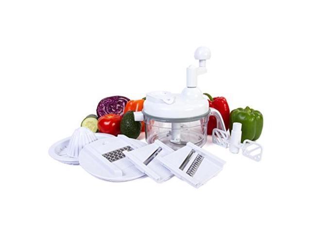 Ultra Chef Express Food Chopper - 7 in 1 Manual Food Processor Mixer Blender Whipper Slicer Shredder and Juicer