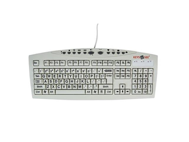 ablenet 10090102 keysusee jumbo large print computer keyboard wired usb plug ivory/black characters