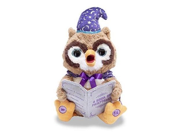 cuddle barn octavius the storytelling owl 12' animated stuffed animal plush toy eyes light up mouth moves and head sways wizard owl recites
