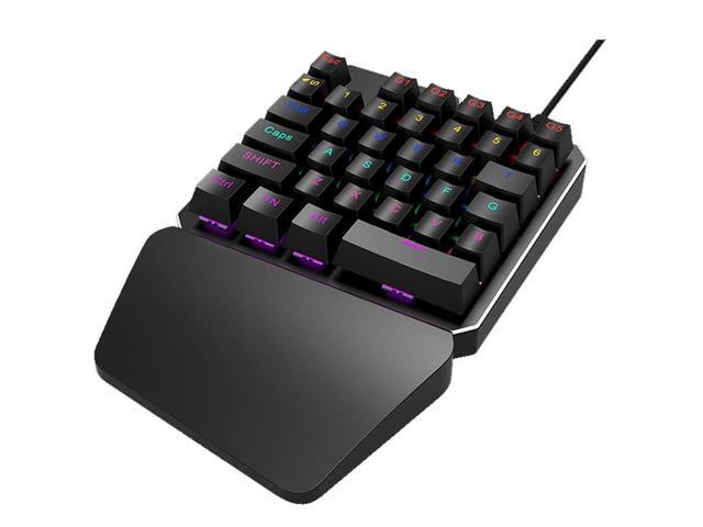 7 Colors LED 35 keys Backlight Single Hand Professional Gaming Keyboard USB Wired Anti-Ghosting Keyboard For Game