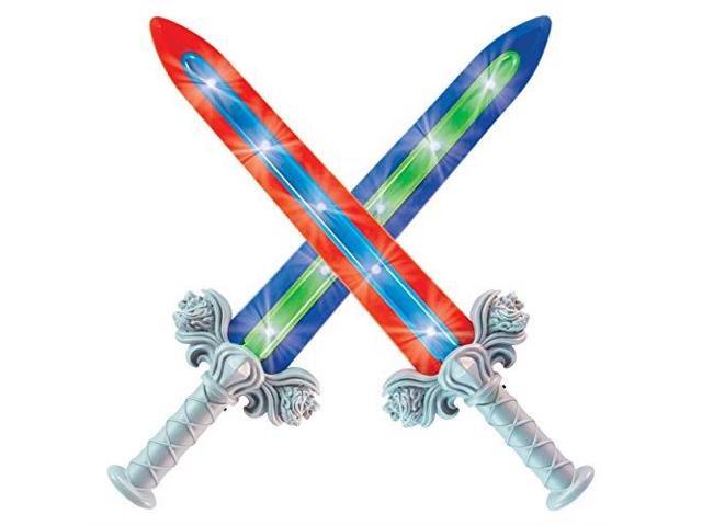 geospace geosword soft & safe dueling sword with led lights & movement battle sounds 2-pack assorted colors (blue or red)