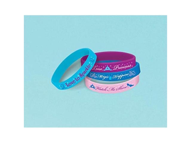 disney cinderella rubber bracelet birthday party accessory favour 4 pack multi color 2 1/2' x 7/16'