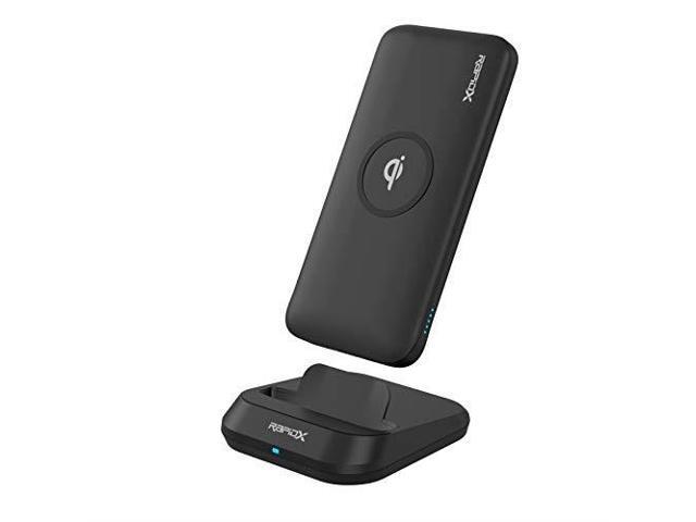myport 10000 mah power bank 10w wireless charging qicertified & charging stand 1 usbc input/output 18w 1 usb output for iphone and android black