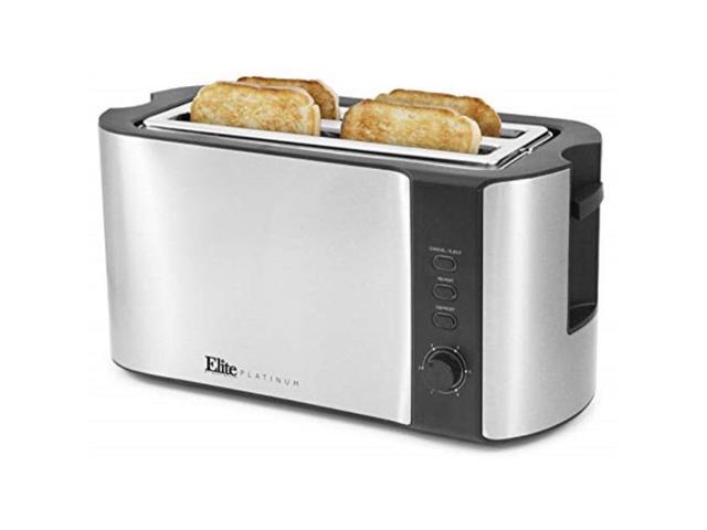 Elite Gourmet - 4 Slice Long Slot Toaster - Stainless Steel
