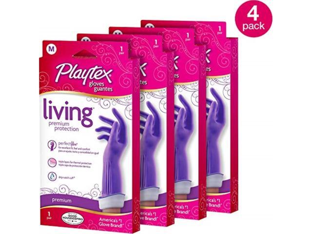 NeweggBusiness playtex living reuseable rubber cleaning gloves medium pack 4