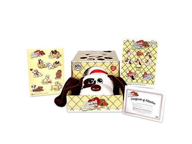 basic fun pound puppies classic stuffed animal plush toy great for girls & boys 17' white with brown spots