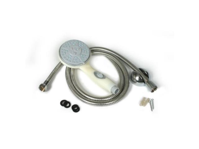 camco 43715 shower head kit with on/off switch and 60' flexible shower hose offwhite