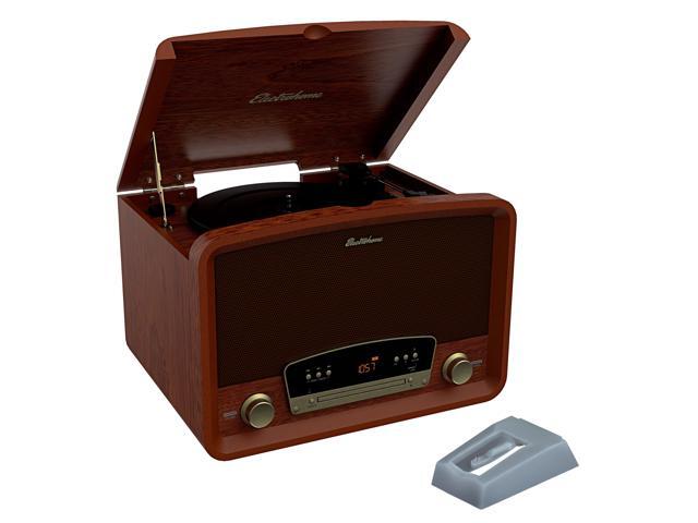 Electrohome Kingston 7-in-1 Vintage Vinyl Record Player Stereo System with 3-Speed Turntable Bluetooth AM/FM Radio CD Aux In RCA/Headphone Out