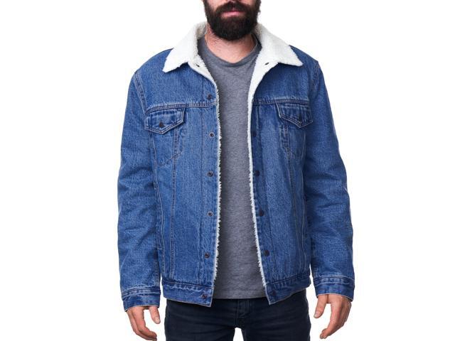 Alpine Swiss Mens Sherpa Lined Denim Jacket Classic Button Up Jean Trucker Coat