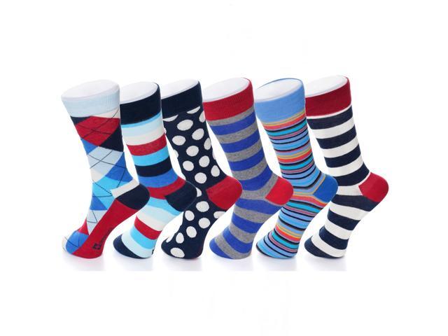 Alpine Swiss 6-Pack Men's Cotton Dress Socks Mid Calf Argyle Pattern Solids Set