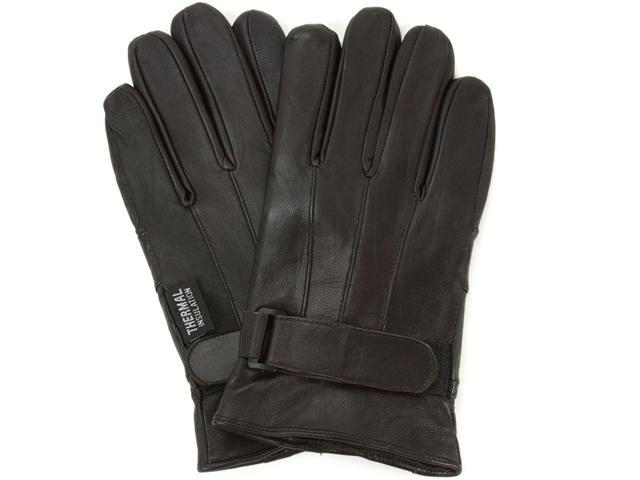 AlpineSwiss Men's Leather Gloves - Thermal Lining Wrist Strap Fastener Dressy Soft