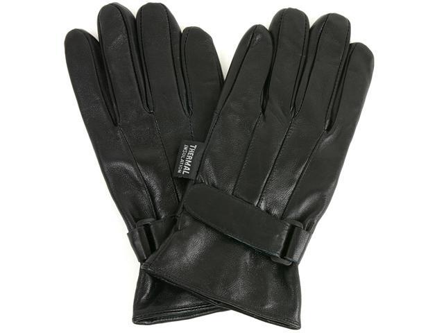 Alpine Swiss Men's Leather Gloves Hook-and-Loop fastener Strap Thinsulate Lining Insulated 40 Grain