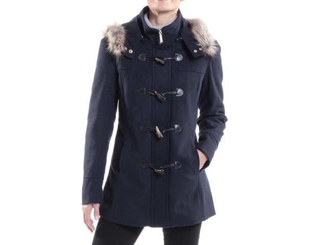 Alpine Swiss Duffy Womens Hooded Parka Fur Trim Wool Coat Toggle Button Jacket
