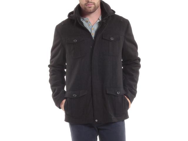 Alpine Swiss Noah Mens Wool Coat Parka with Removable Hood Jacket Cargo Pockets