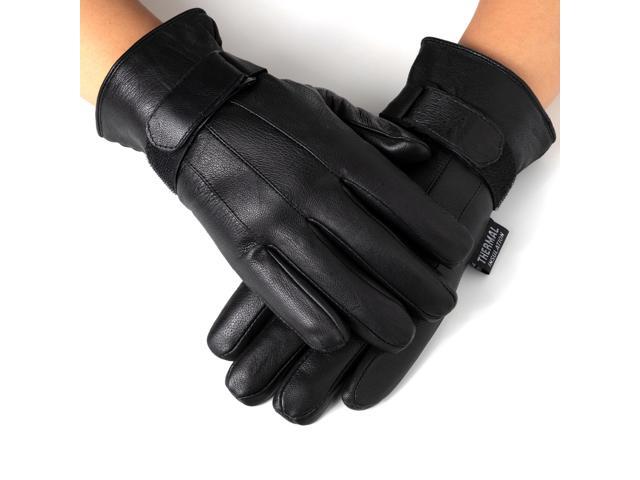 Alpine Swiss Men's Leather Gloves Hook-and-Loop fastener Strap Thinsulate Lining Insulated 40 Grain