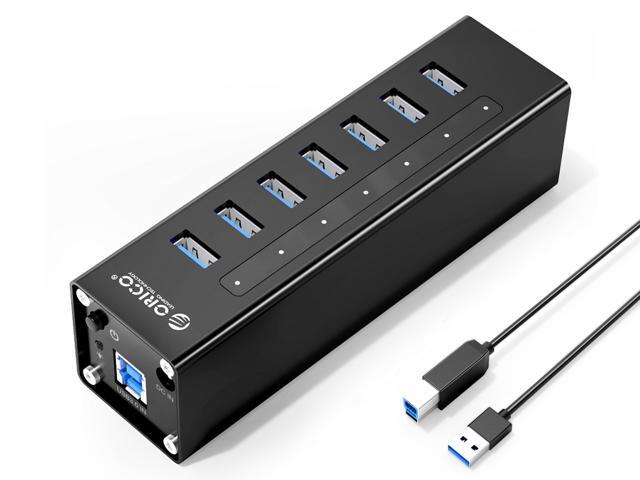 ORICO Aluminum 7 Ports USB 30 HUB with 33Ft USB 30 Date Cable and 12V/25A Power Supply for Macbook PC Laptops (HUB is not a Charger Data