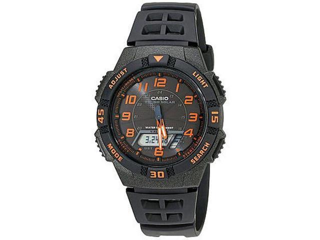 NeweggBusiness - Men\'s Casio Tough Solar Black And Orange Watch AQS800W-1B2
