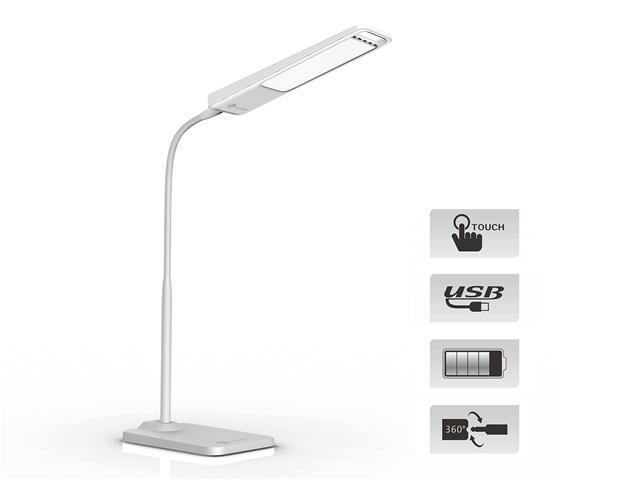 TaoTronics® Elune TT-DL04 Marble White Gooseneck 6W LED Work Desk Lamp / Detachable Emergency Outdoor Light (Cool White 3-level Dimmable Touch
