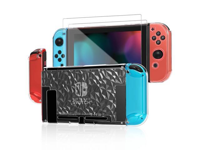 Dockable Case Cover for Nintendo Switch Console and Joy-Con Controller - Set with Screen Protector 6Pcs Thumb Cap Accessories Hard Protective