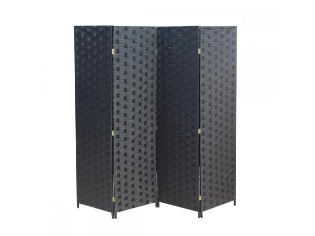 Wood Mesh Woven Design 4 Panel Folding Wooden Screen Room Divider 180