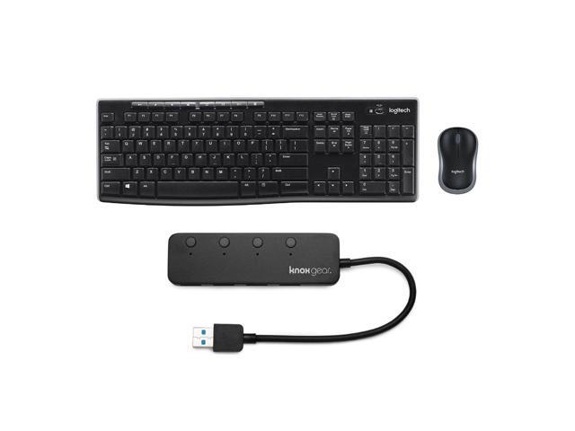 Logitech Wireless Combo MK270 Keyboard & Mouse Bundle + Knox 4-Port USB 30 Hub