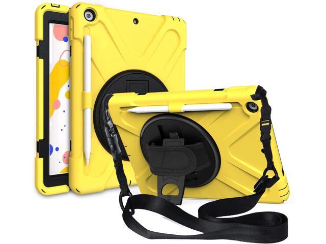 iPad 7th 8th 102 Generation Case Shockproof Heavy Duty Rugged Protection Case Stand Secure Hand Grip Shoulder Strap Sling for Apple iPad