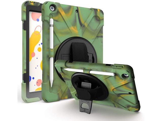 iPad 7th 8th 102 Generation Case Shockproof Heavy Duty Rugged Protection Case Stand Secure Hand Grip Shoulder Strap Sling for Apple iPad