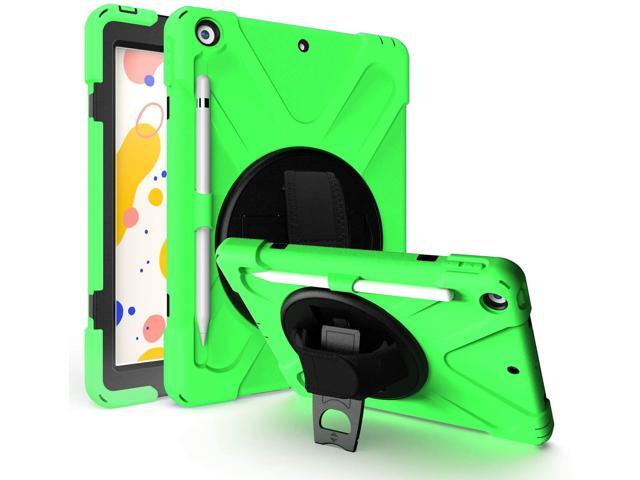 iPad 7th 8th 102 Generation Case Shockproof Heavy Duty Rugged Protection Case Stand Secure Hand Grip Shoulder Strap Sling for Apple iPad
