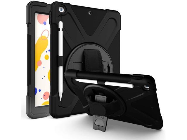 iPad 7th 8th 102 Generation Case Shockproof Heavy Duty Rugged Protection Case Stand Secure Hand Grip Shoulder Strap Sling for Apple iPad